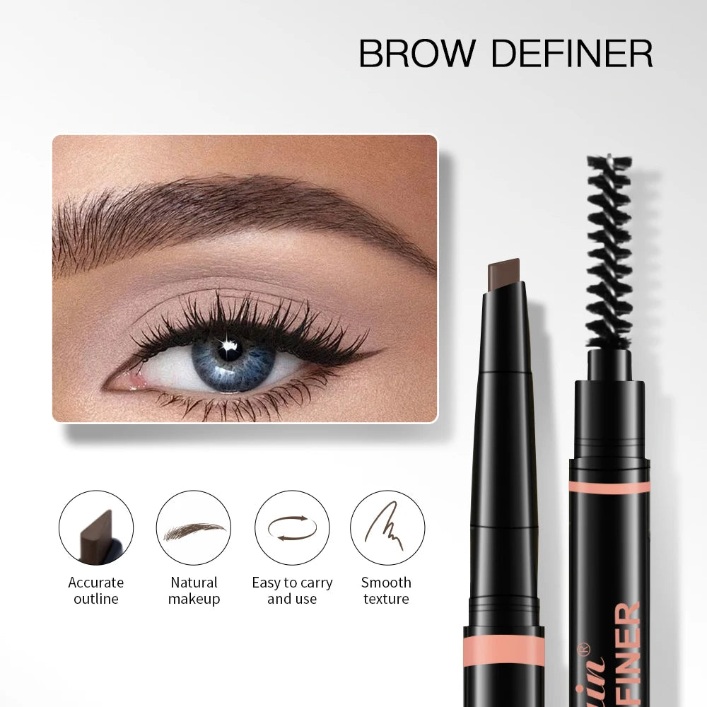 Waterproof Triangular Tip Eyebrow Pencil with Grooming Brush
