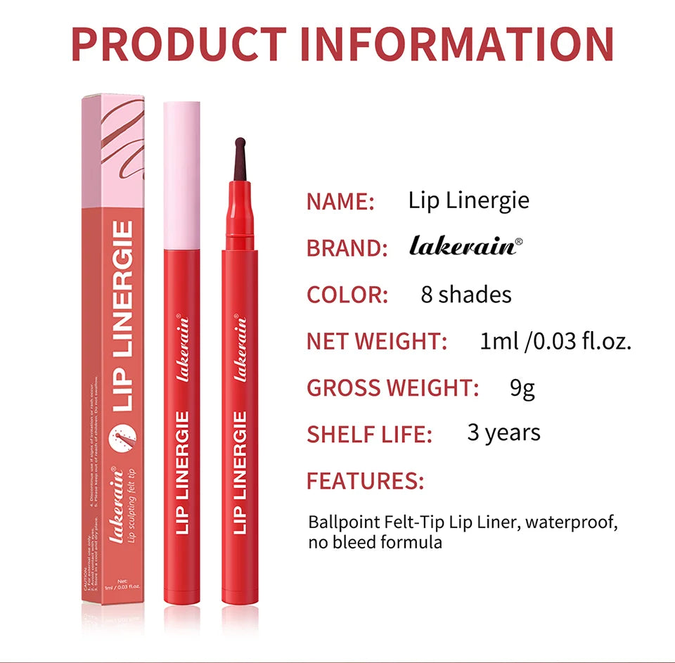 Waterproof Sculpting Ballpoint Felt Tip Lip Liner Stain - 18