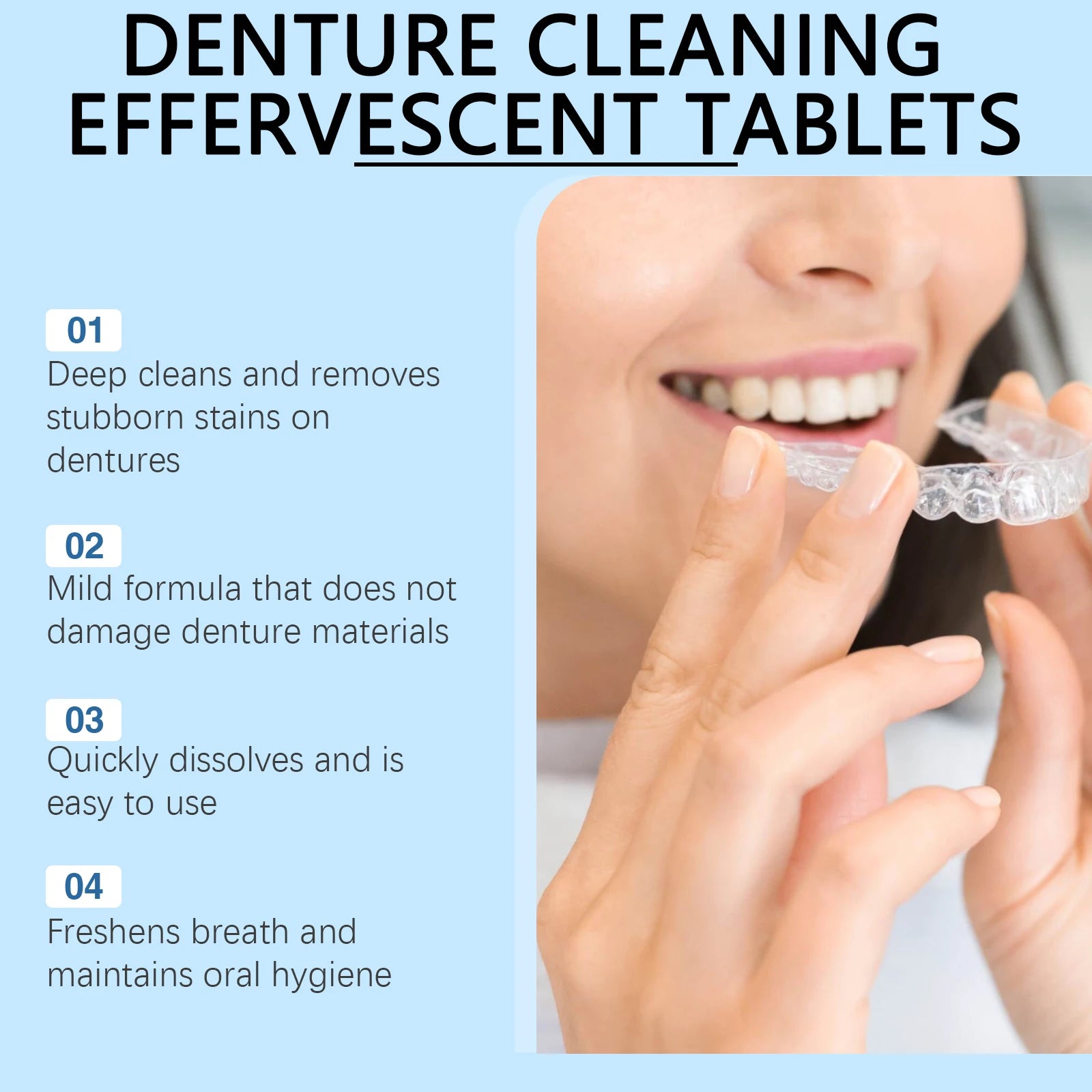 Effervescent Denture Cleaning Tablets for Retainers and Aligners - 10