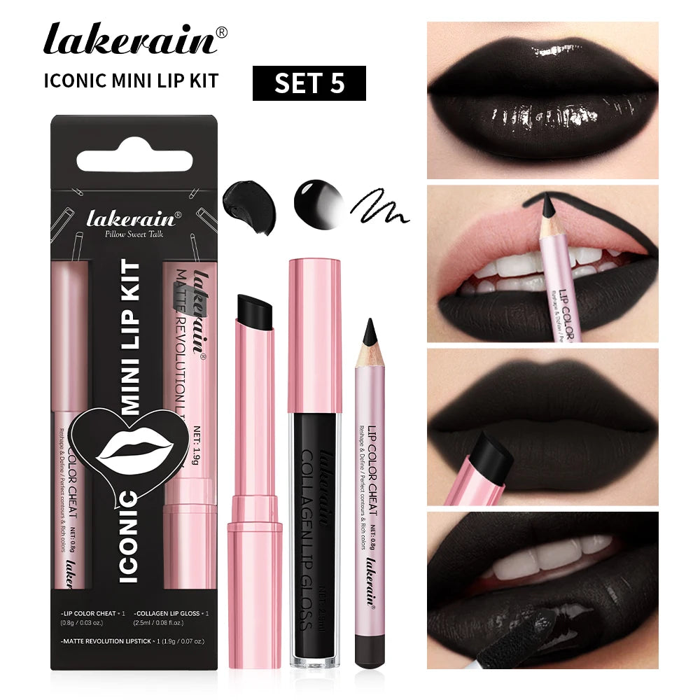 3-Piece Waterproof Matte Lipstick and Lip Liner Makeup Set - 21