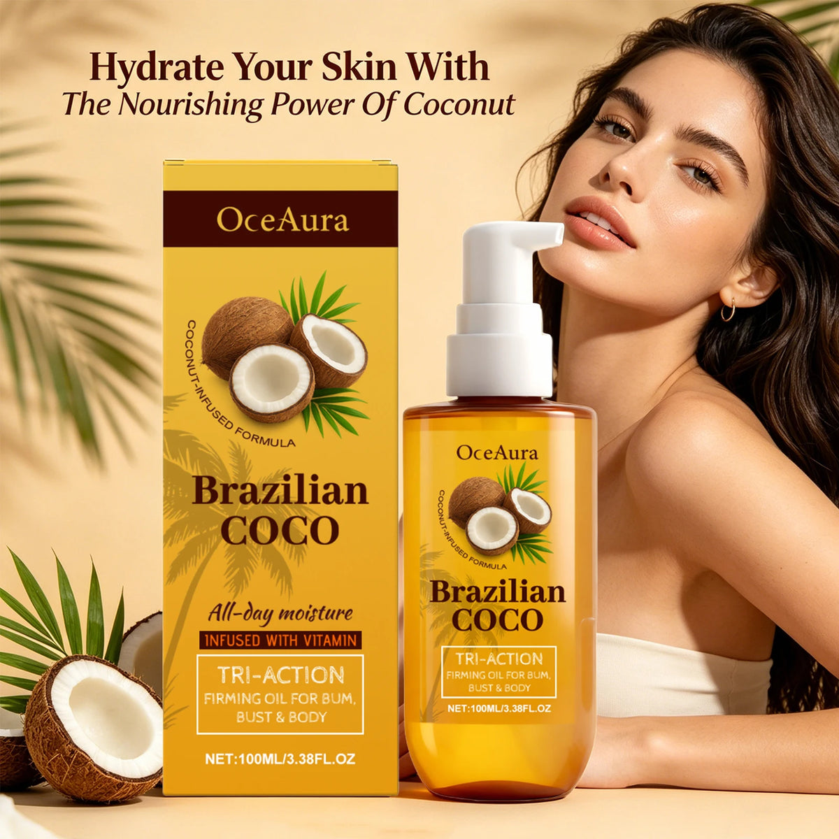 Coconut Firming and Hydrating Body Oil for Skin Elasticity