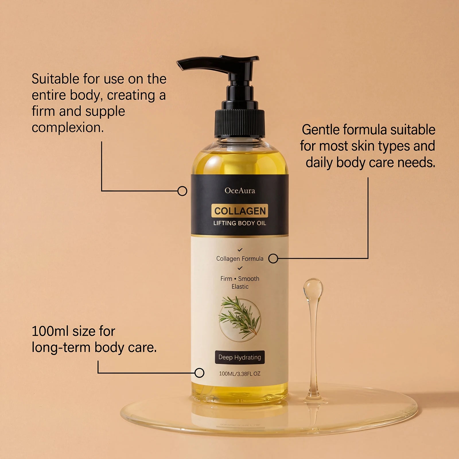 Collagen Firming Body Oil for Skin Elasticity and Deep Hydration - 6