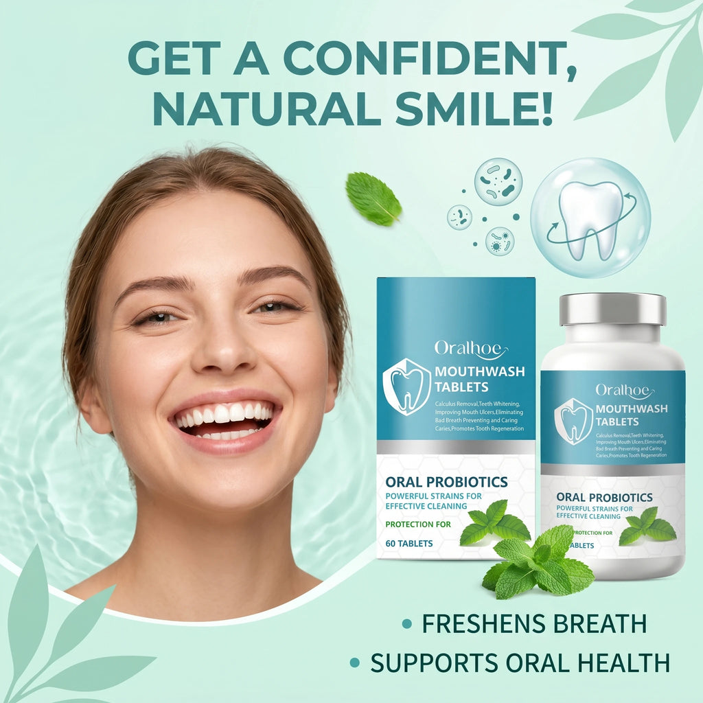 Refreshing Teeth Whitening & Probiotic Mouthwash Tablets