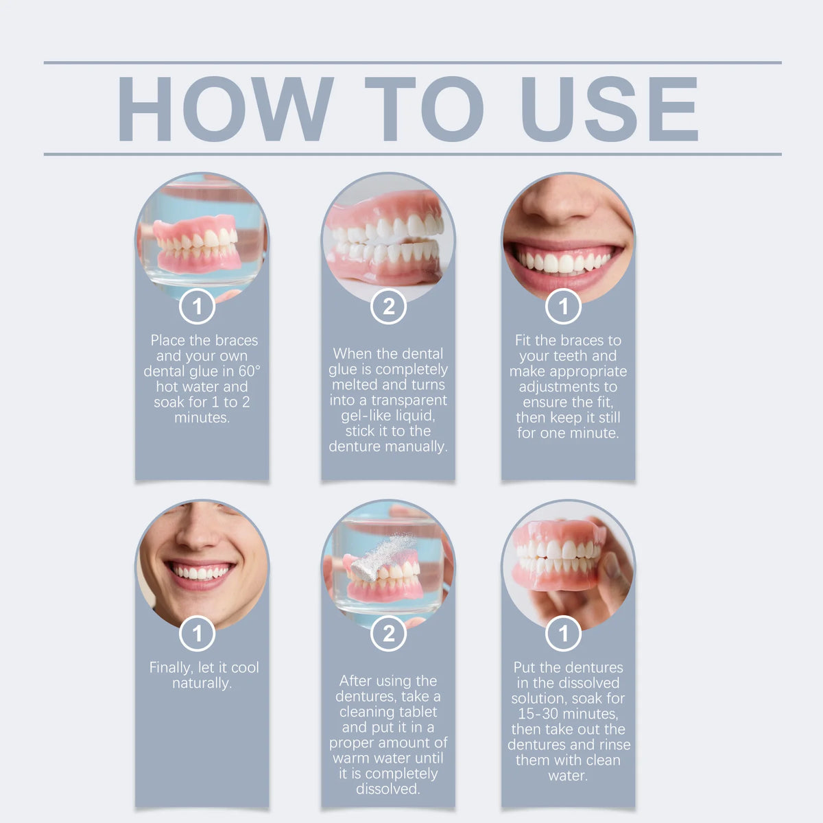 Cosmetic Denture and Cleaning Kit for Missing or Stained Teeth