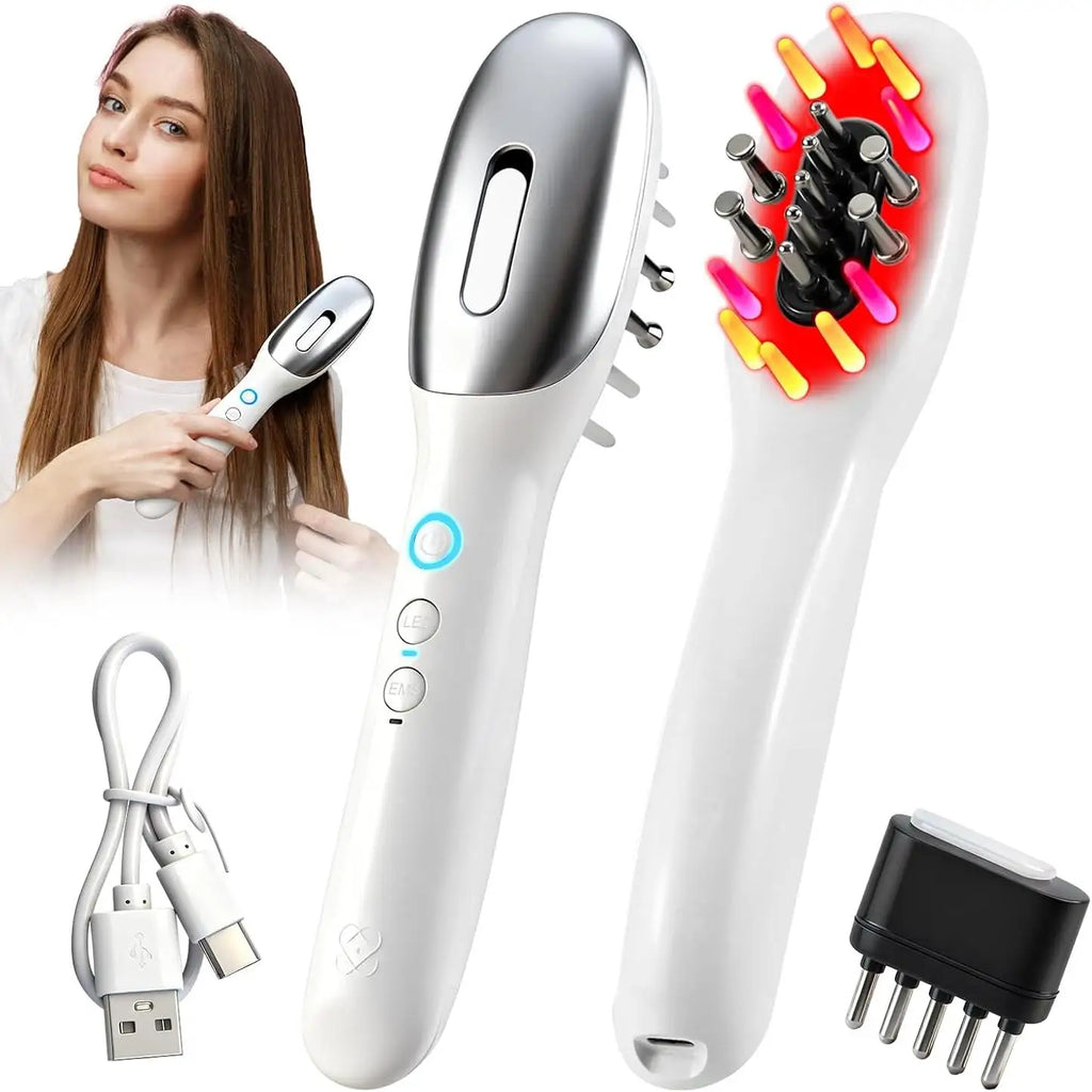 Electric EMS Scalp Massager and Hair Oil Applicator Comb