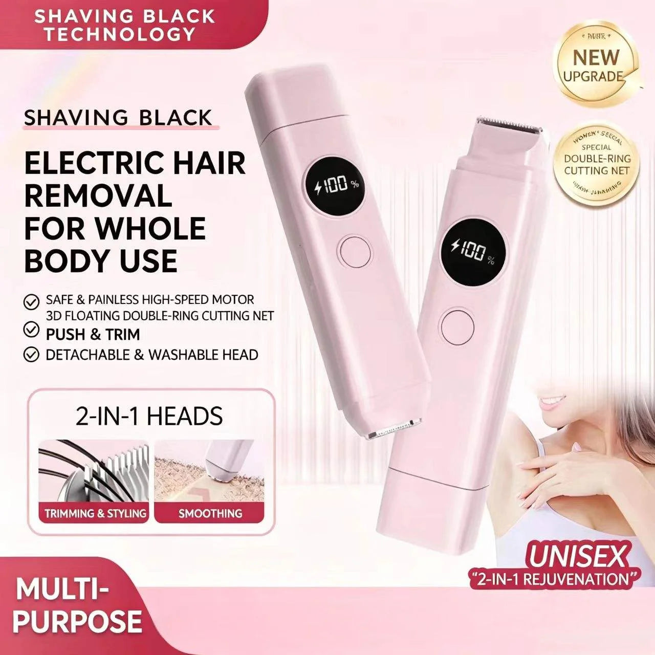 2-in-1 Electric Painless Hair Shaver for Face and Body - 4