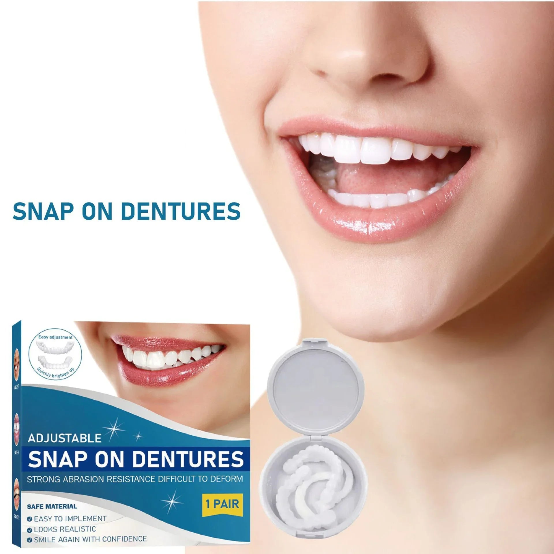 Adjustable Snap-On Dentures for Instant Smile Repair - 1