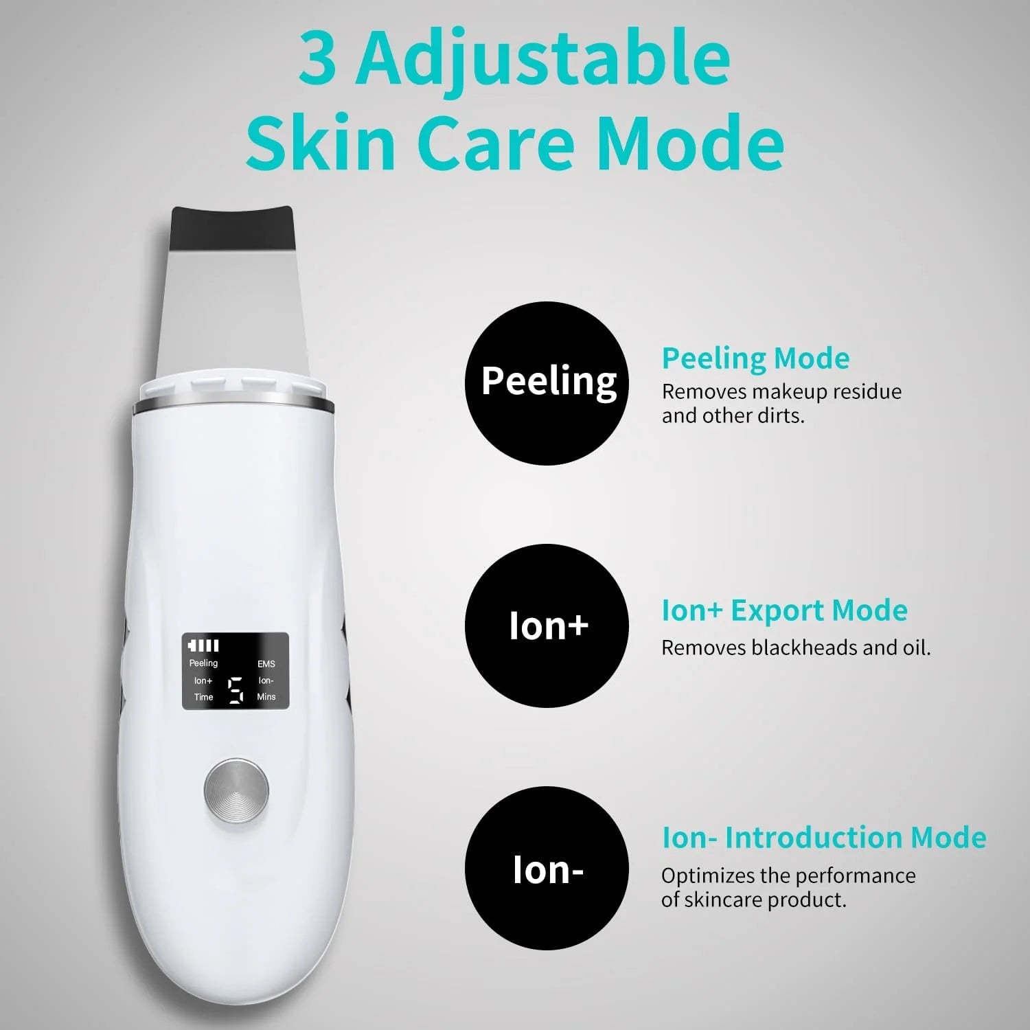 4-in-1 Ultrasonic Facial Skin Scrubber and Blackhead Remover - 5