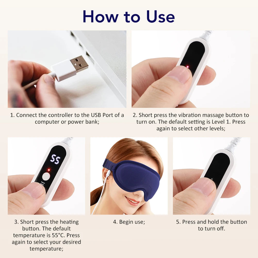 Heated 3D Massage Eye Mask for Dry Eyes and Stress Relief - 15