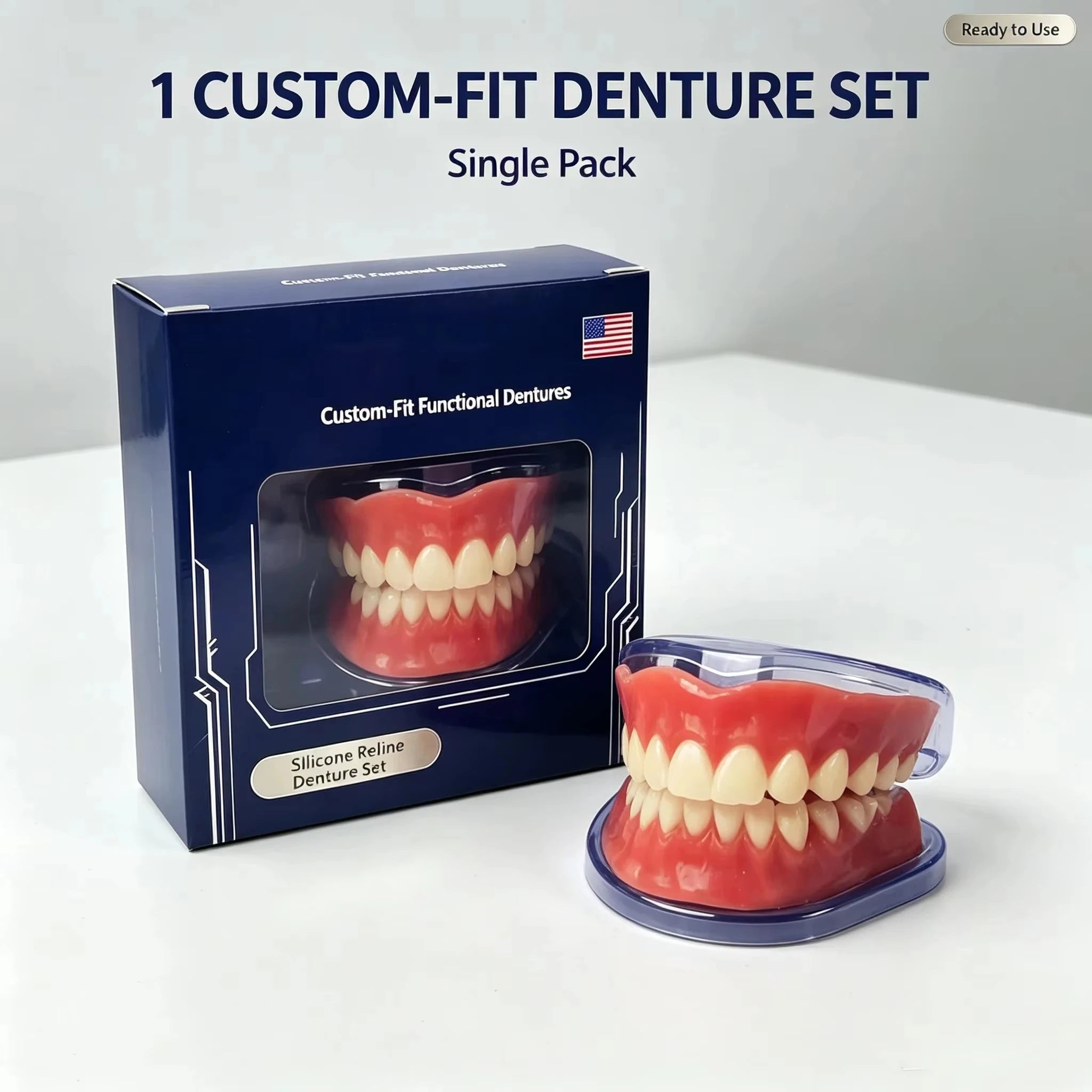 Instant Smile Cosmetic Dentures with Comfortable Silicone Gum Base - 9
