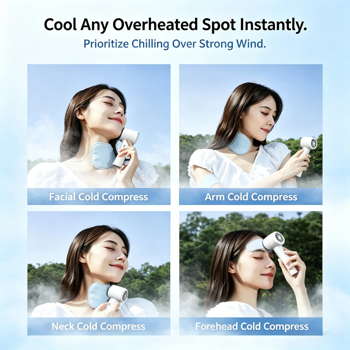 Rechargeable Handheld Turbo Fan with Ice Cooling