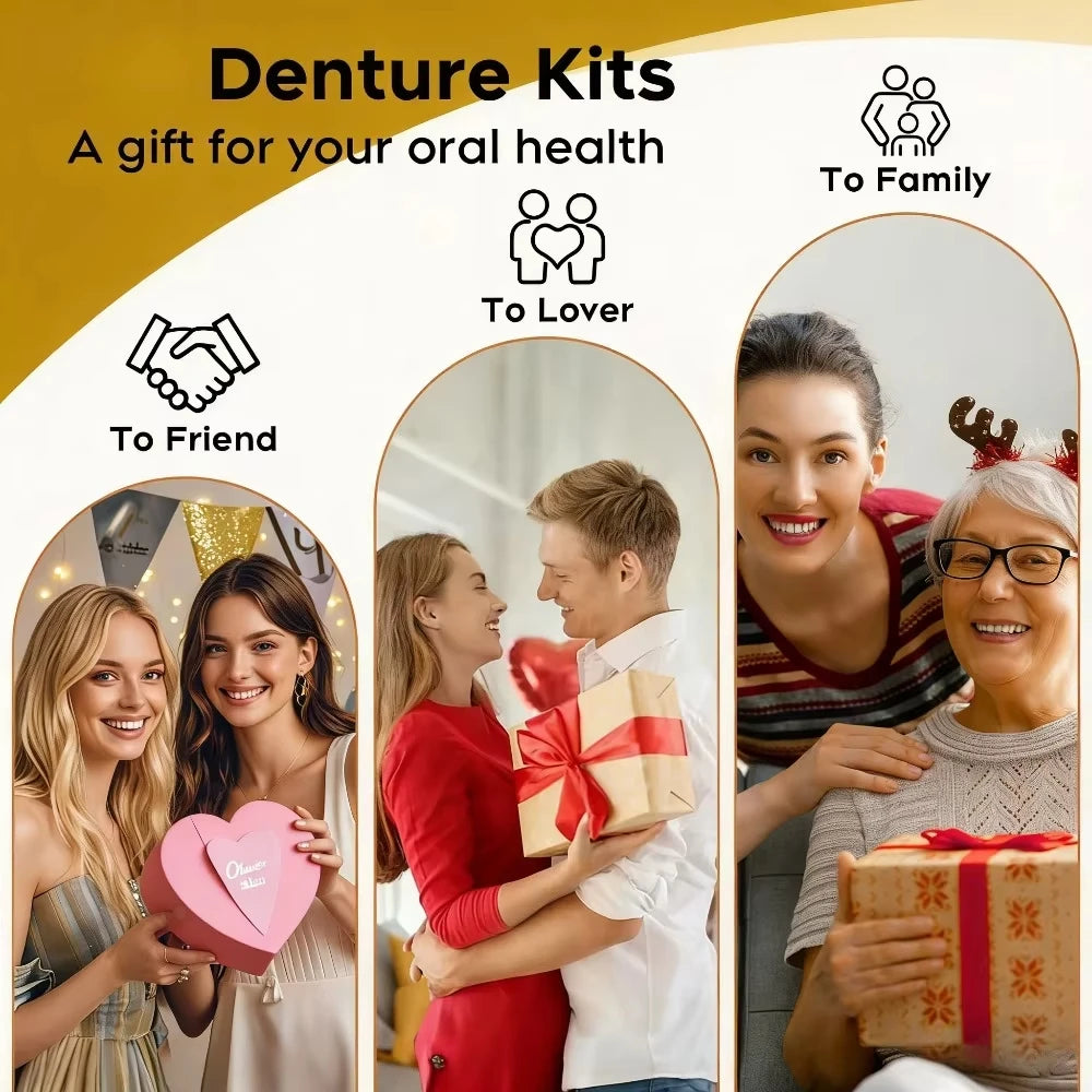 Custom-Fit Silicone Upper and Lower Cosmetic Denture Set