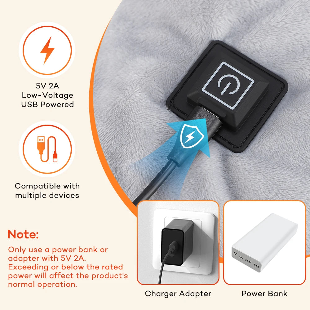 USB Heated Shoulder and Neck Warm Wrap with 3 Temperature Settings