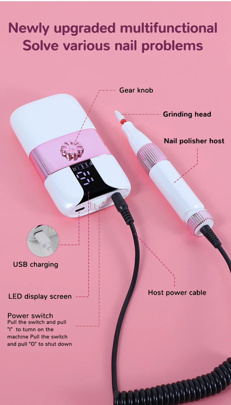 Rechargeable Electric Nail Drill Set with 12 Bits - 15