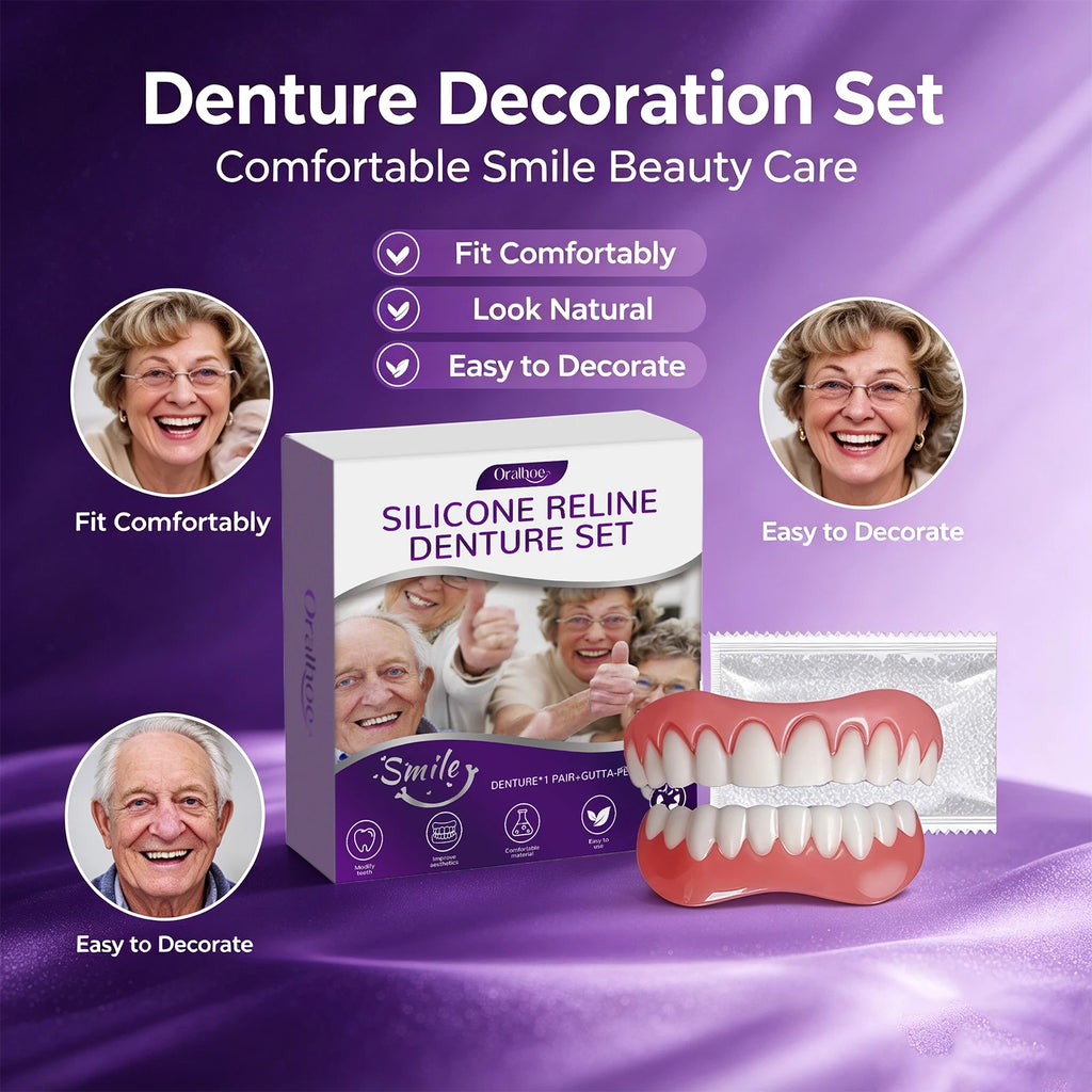 Cosmetic Silicone Denture Set for Natural Smile