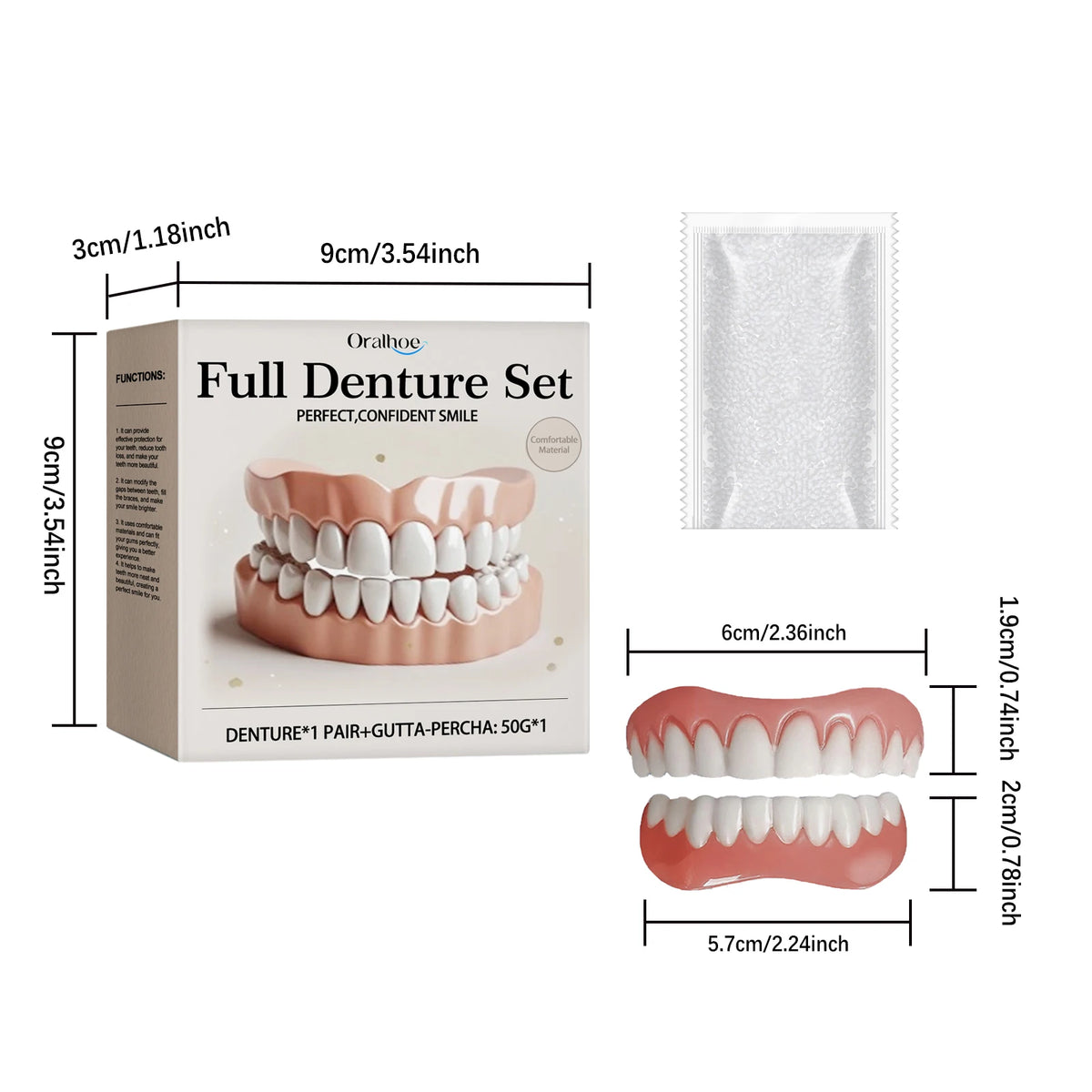 Temporary Silicone Cosmetic Denture Set for Smile Restoration