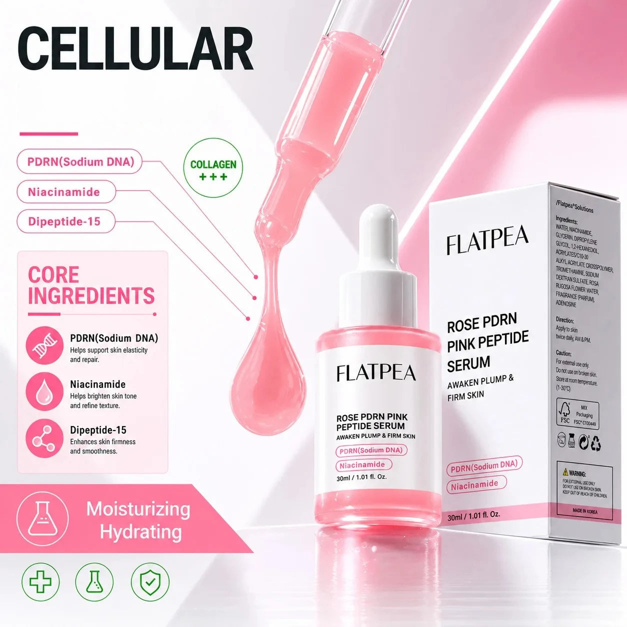 Collagen PDRN Peptide Facial Serum for Hydrating and Brightening Skin - 1