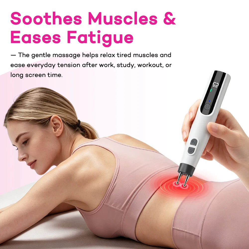 Electric Double-Head Meridian Massage Pen for Body Relaxation