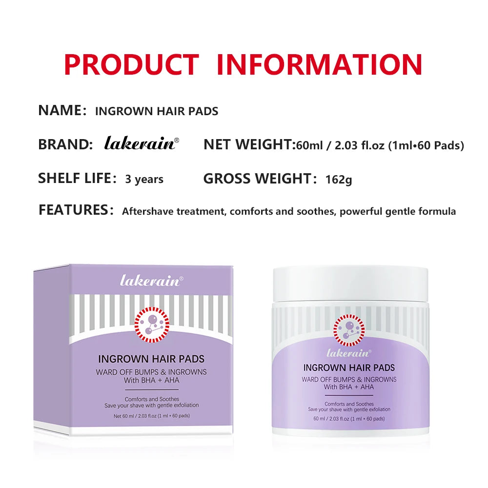 Exfoliating Ingrown Hair Treatment Pads for Razor Bumps - 12