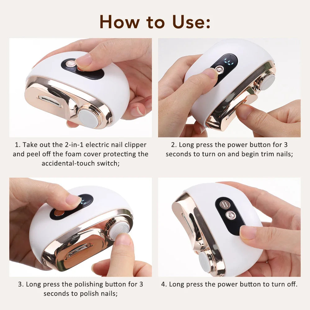 Electric 2-in-1 Nail Trimmer and Grinder with LED Display