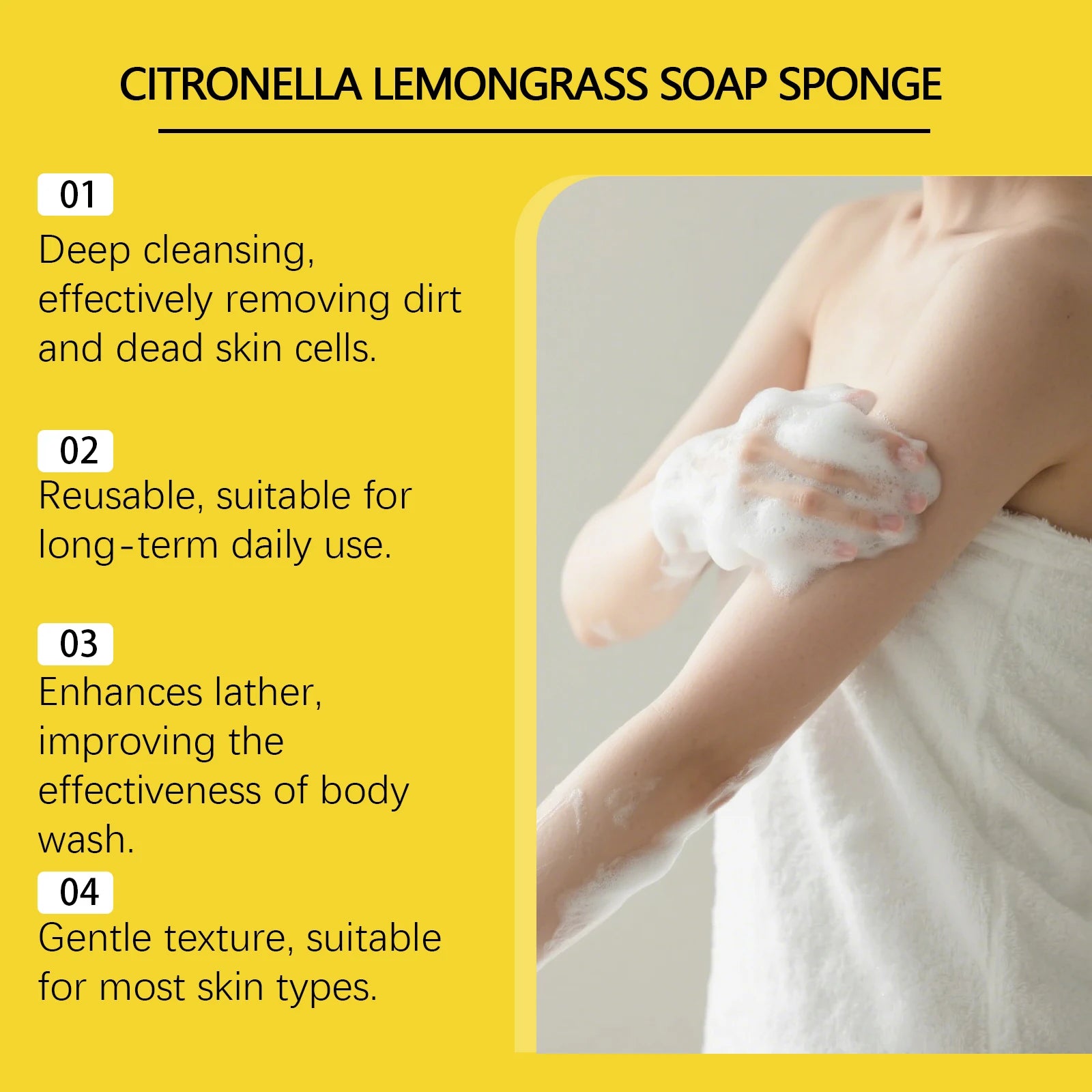 Exfoliating Lemon Scented Bath Sponge for Daily Body Cleansing - 10