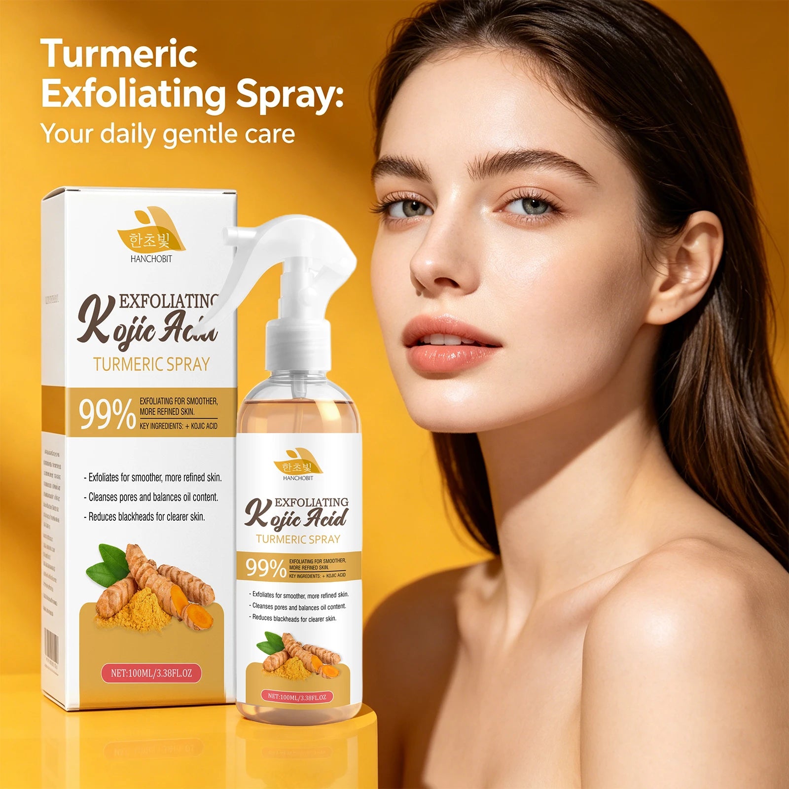 Kojic Acid Turmeric Exfoliating Facial Mist for Brightening Skin - 1
