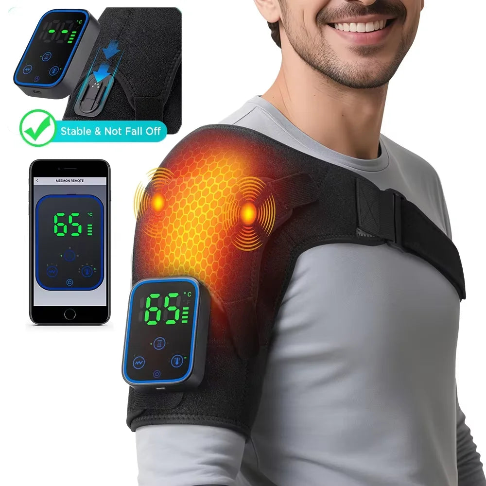 Cordless Heated Shoulder Massager with Vibration and App Control