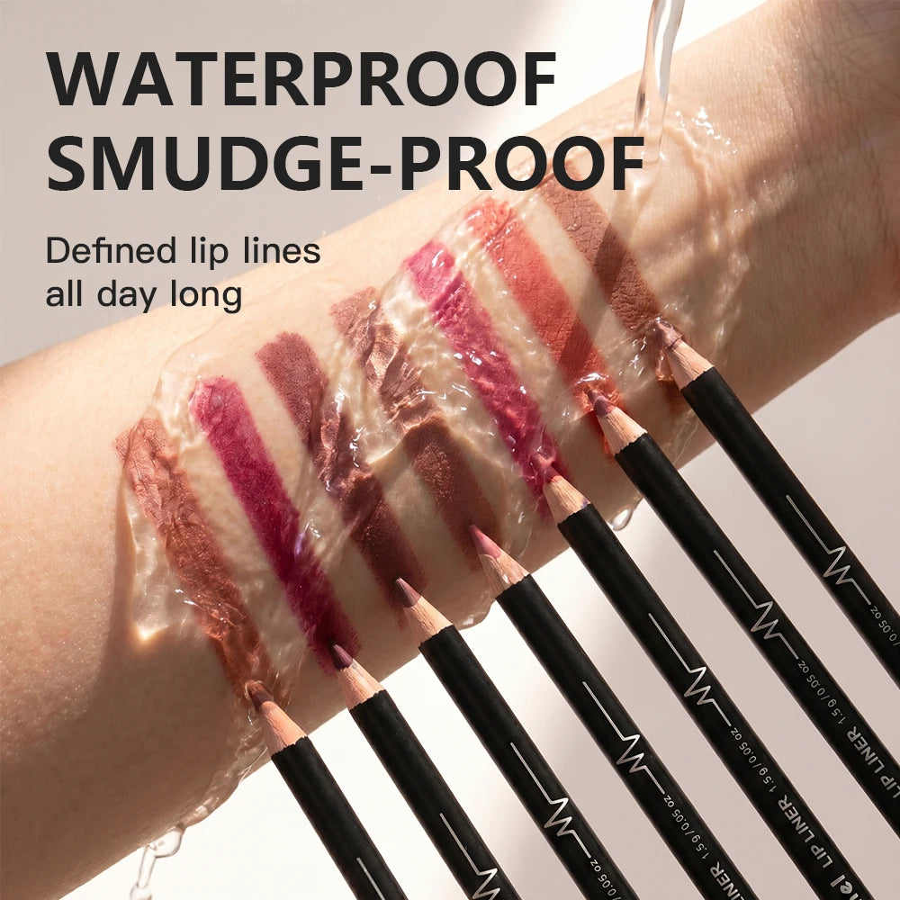 12-Color Waterproof Matte Lip Liner Pencil Set