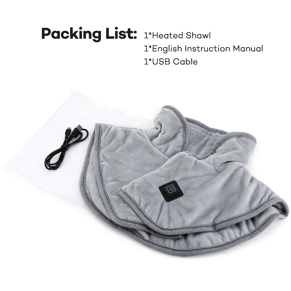 USB Heated Shoulder and Neck Warm Wrap with 3 Temperature Settings