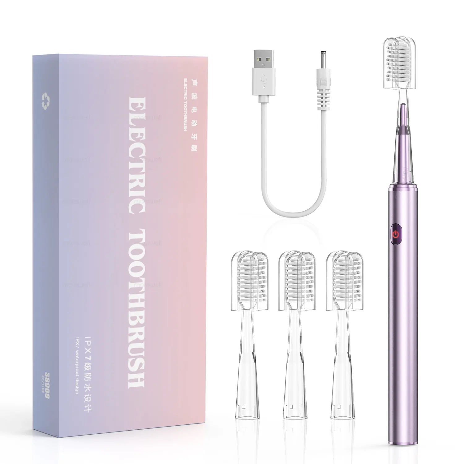 Rechargeable Acoustic Electric Toothbrush with 4 Replacement Heads - 14