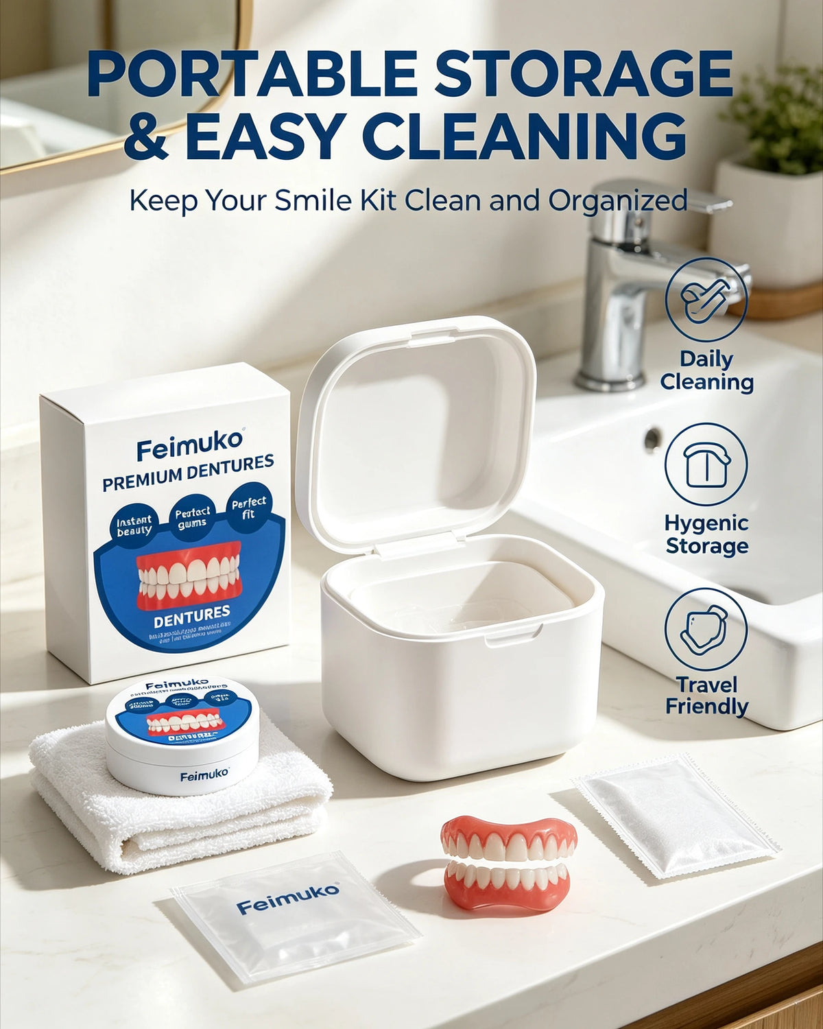 Instant Comfort Silicone Snap-On Dentures for Natural Smile