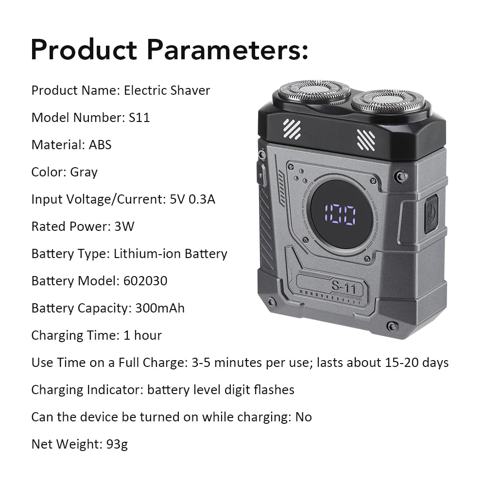 Portable Mini Electric Shaver with Digital Display