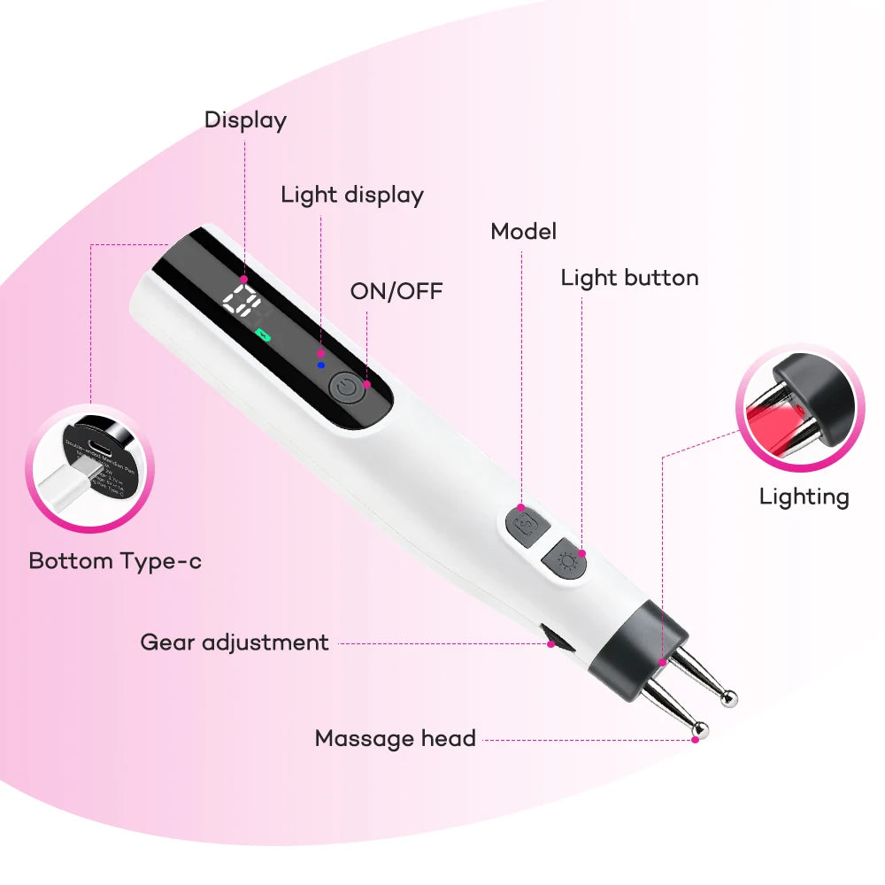 Electric Double-Head Meridian Massage Pen for Body Relaxation