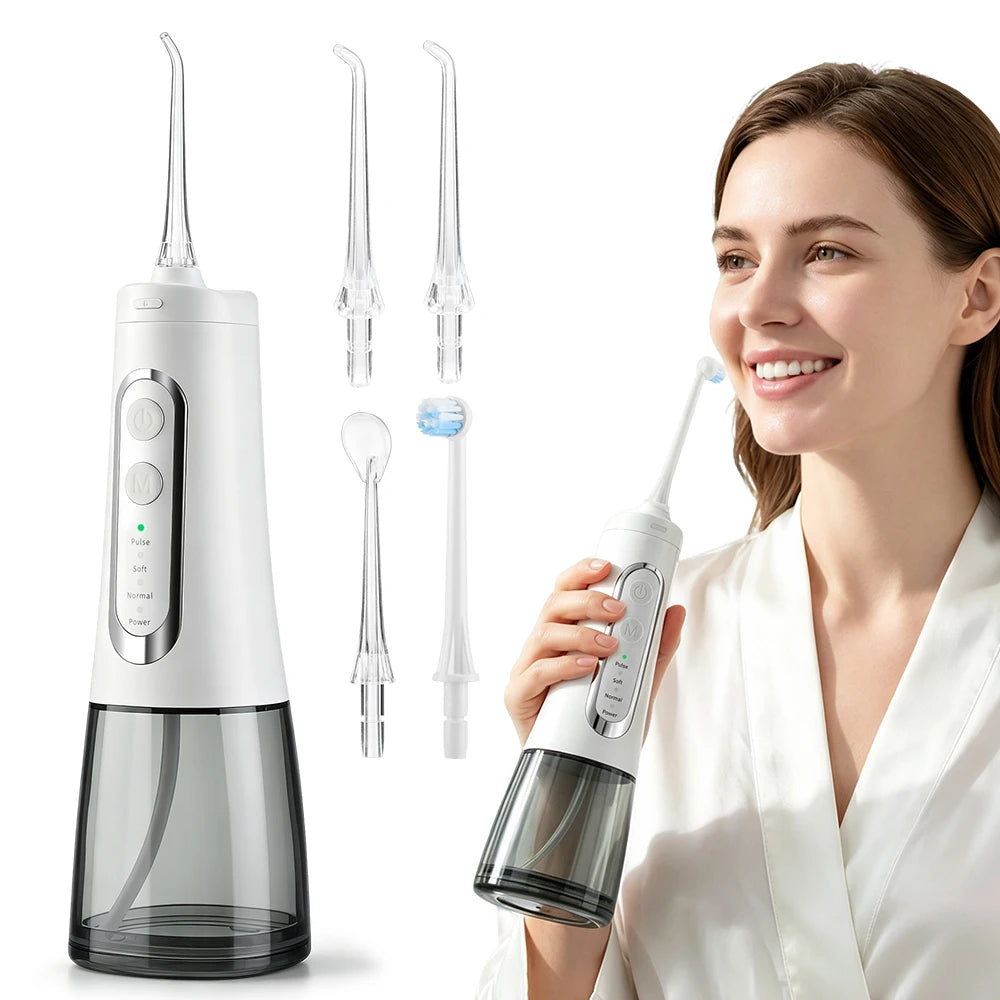 Cordless Water Dental Flosser with 4 Cleaning Modes and 300ml Tank