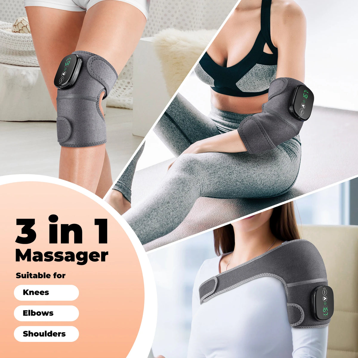 Heated Cordless Knee Massager with Vibration and Heat Therapy