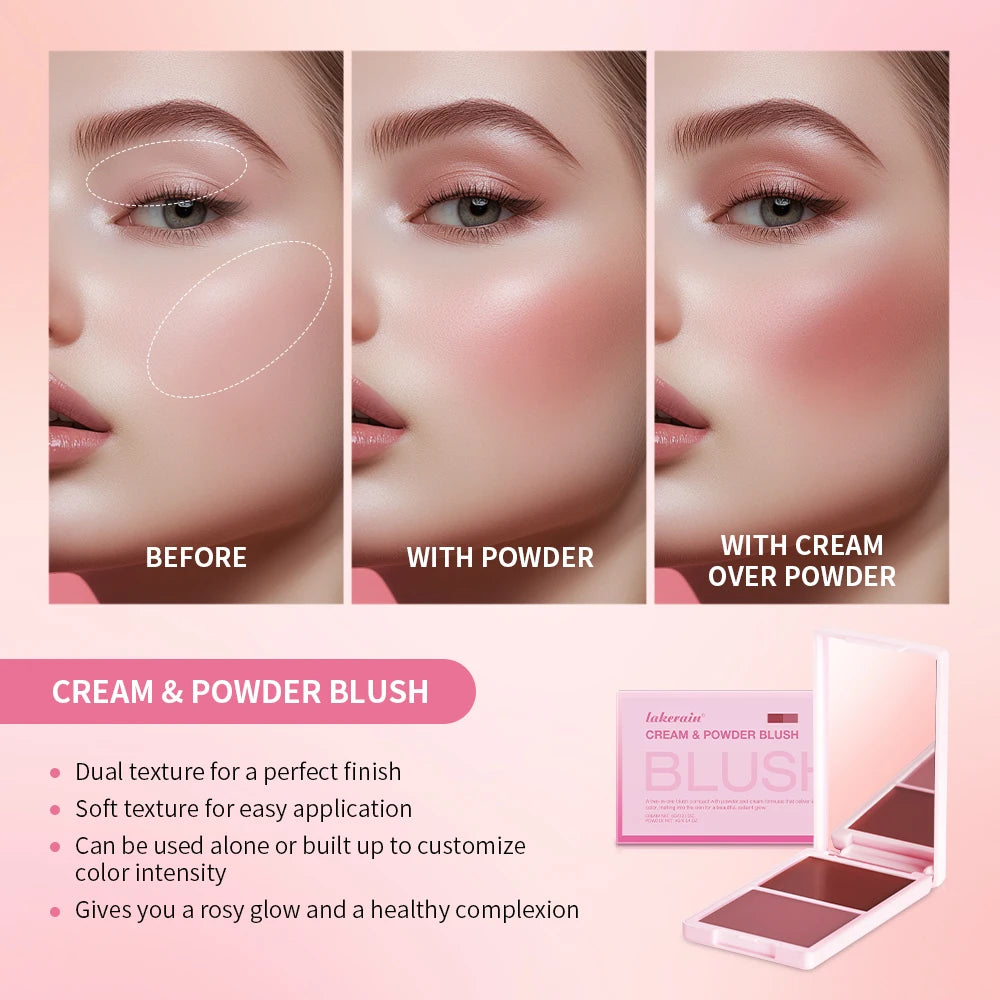 2-in-1 Cream and Powder Blush Palette for Long-Lasting Makeup