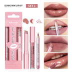 3-Piece Waterproof Matte Lipstick and Lip Liner Makeup Set