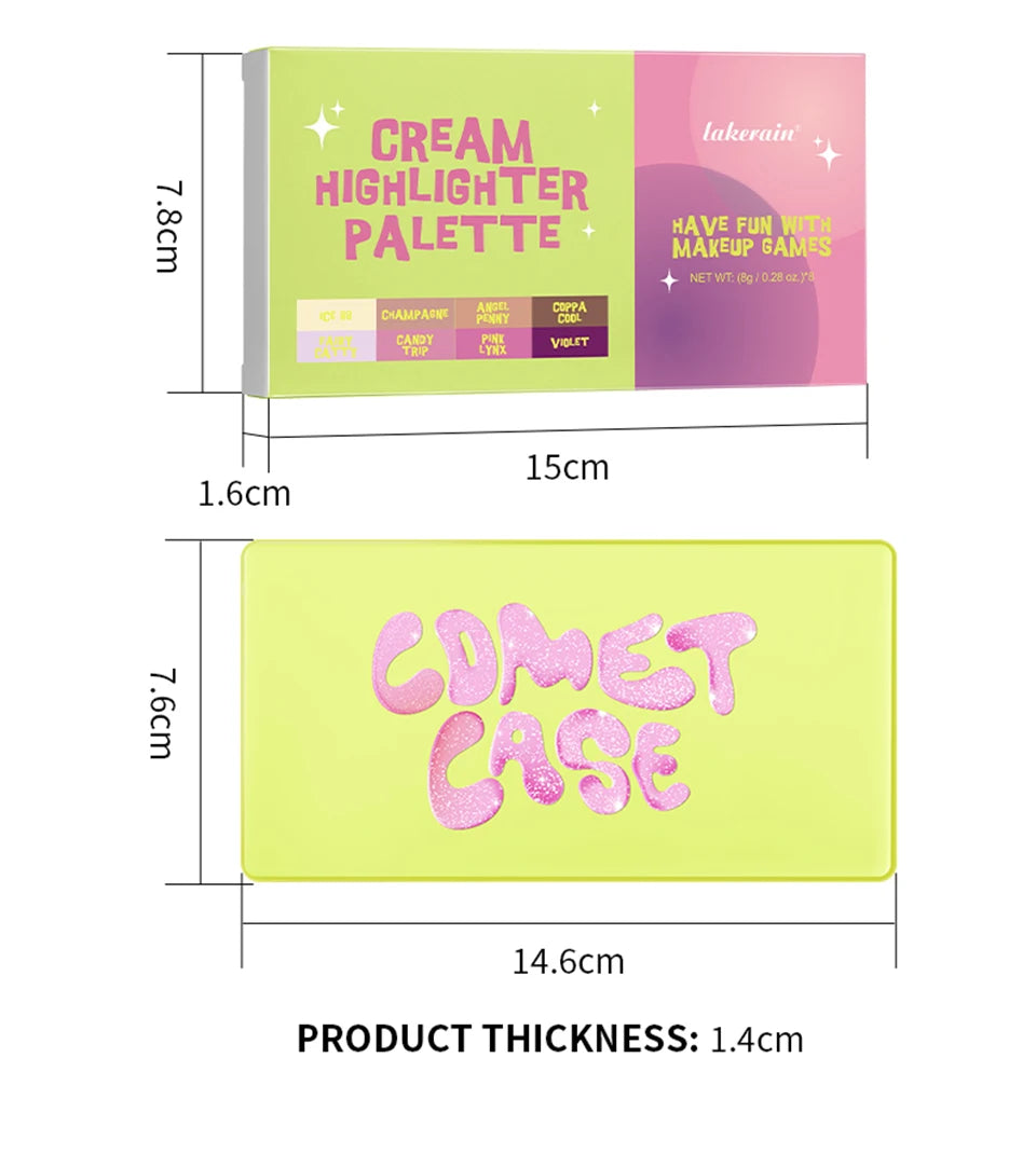 8-Color Cream Highlighter and Blush Makeup Palette