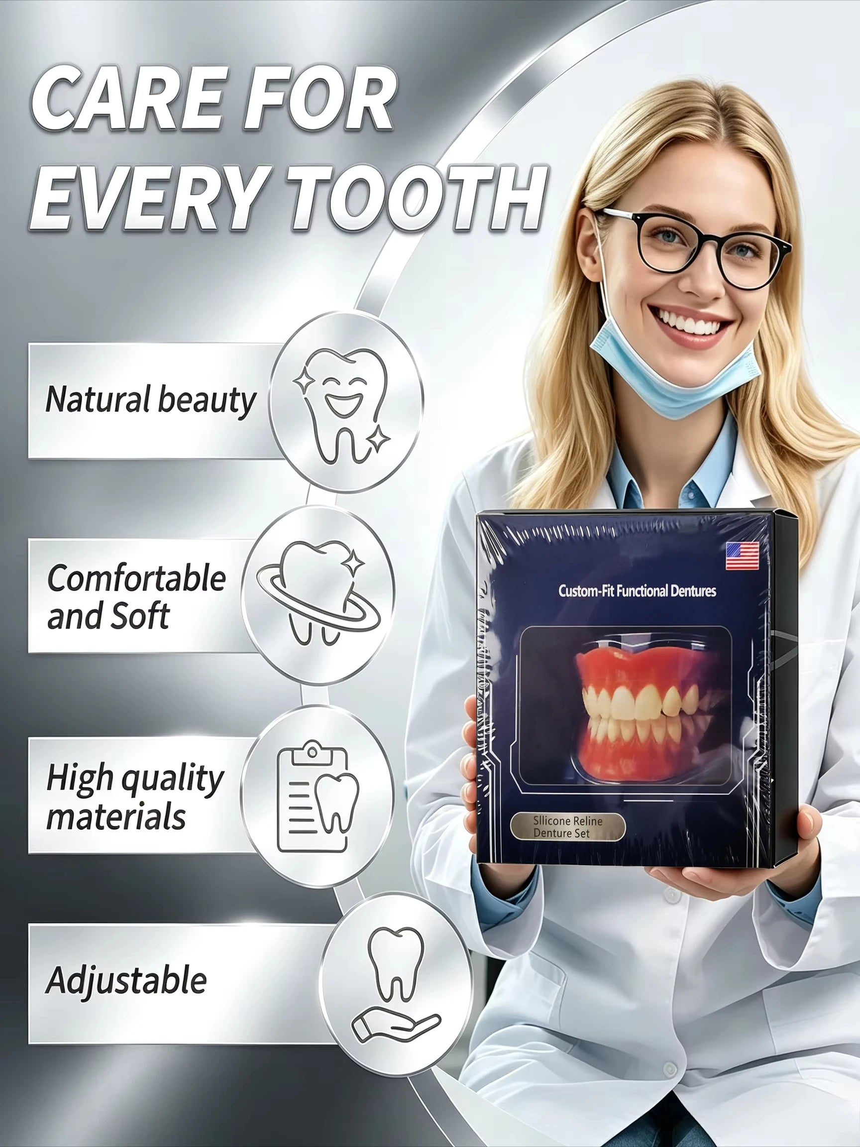 Suction-Retained Full Mouth Dentures for Seniors - 5