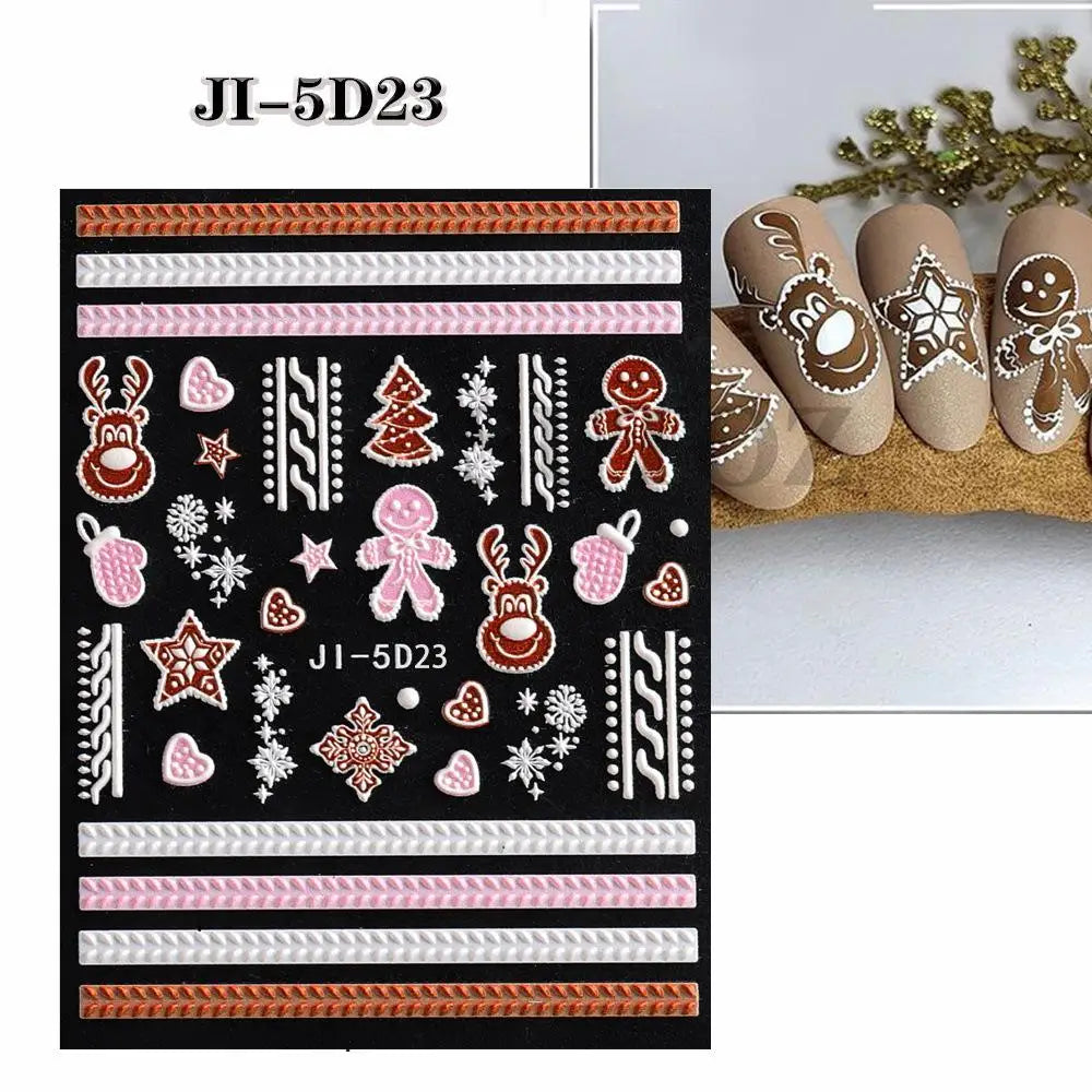 3D Christmas Cartoon Nail Art Sticker Decals