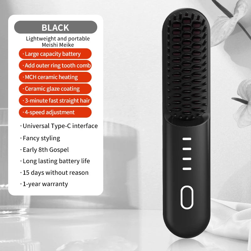 Fast-Heating Ionic Hair Straightening Brush for Frizz-Free Styling