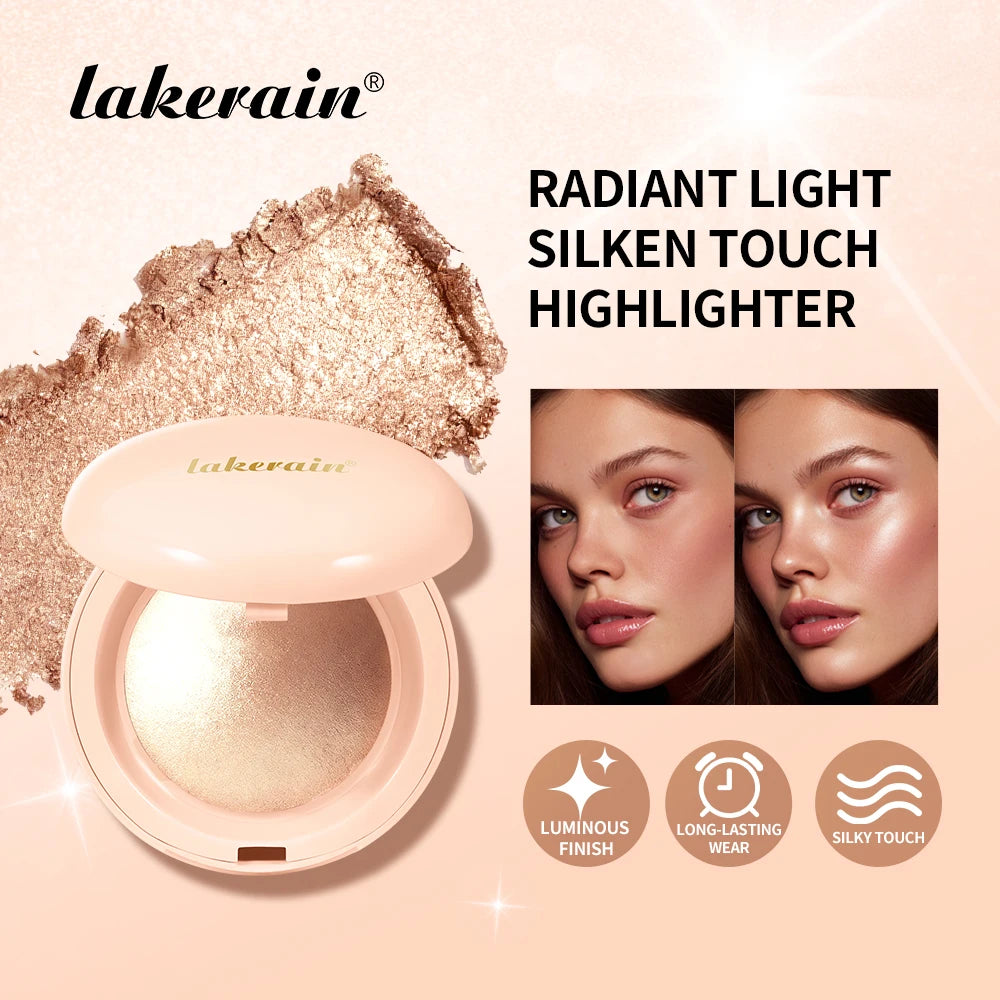 Silken Touch Baked Highlighter Powder for Luminous Glass Skin Glow