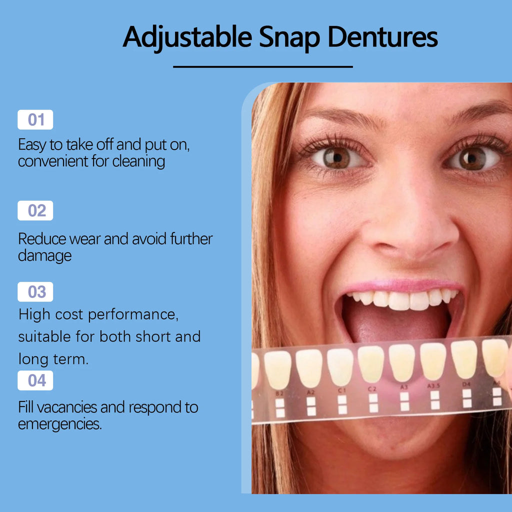 Adjustable Snap-On Dentures for Instant Smile Repair