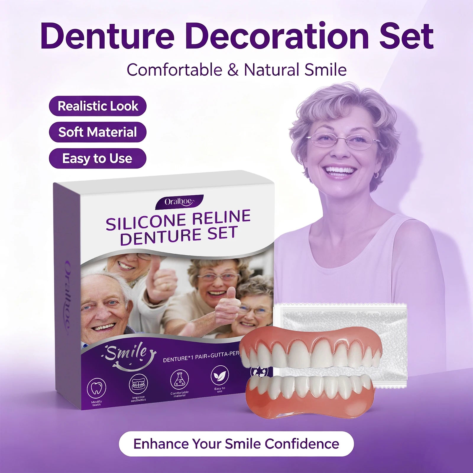 Cosmetic Silicone Denture Set for Natural Smile - 1
