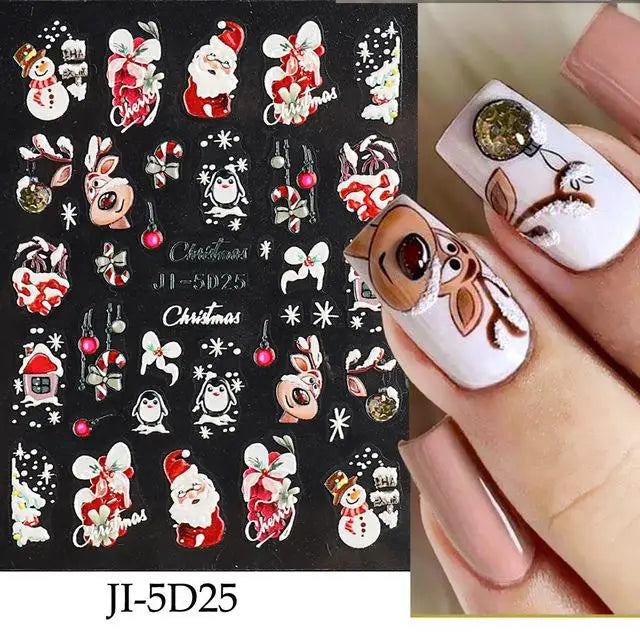 3D Christmas Cartoon Nail Art Sticker Decals