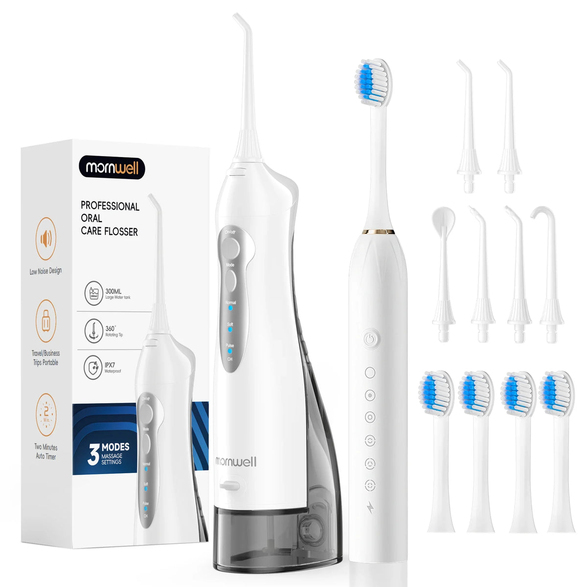 Portable Cordless Water Flosser and Electric Toothbrush Combo