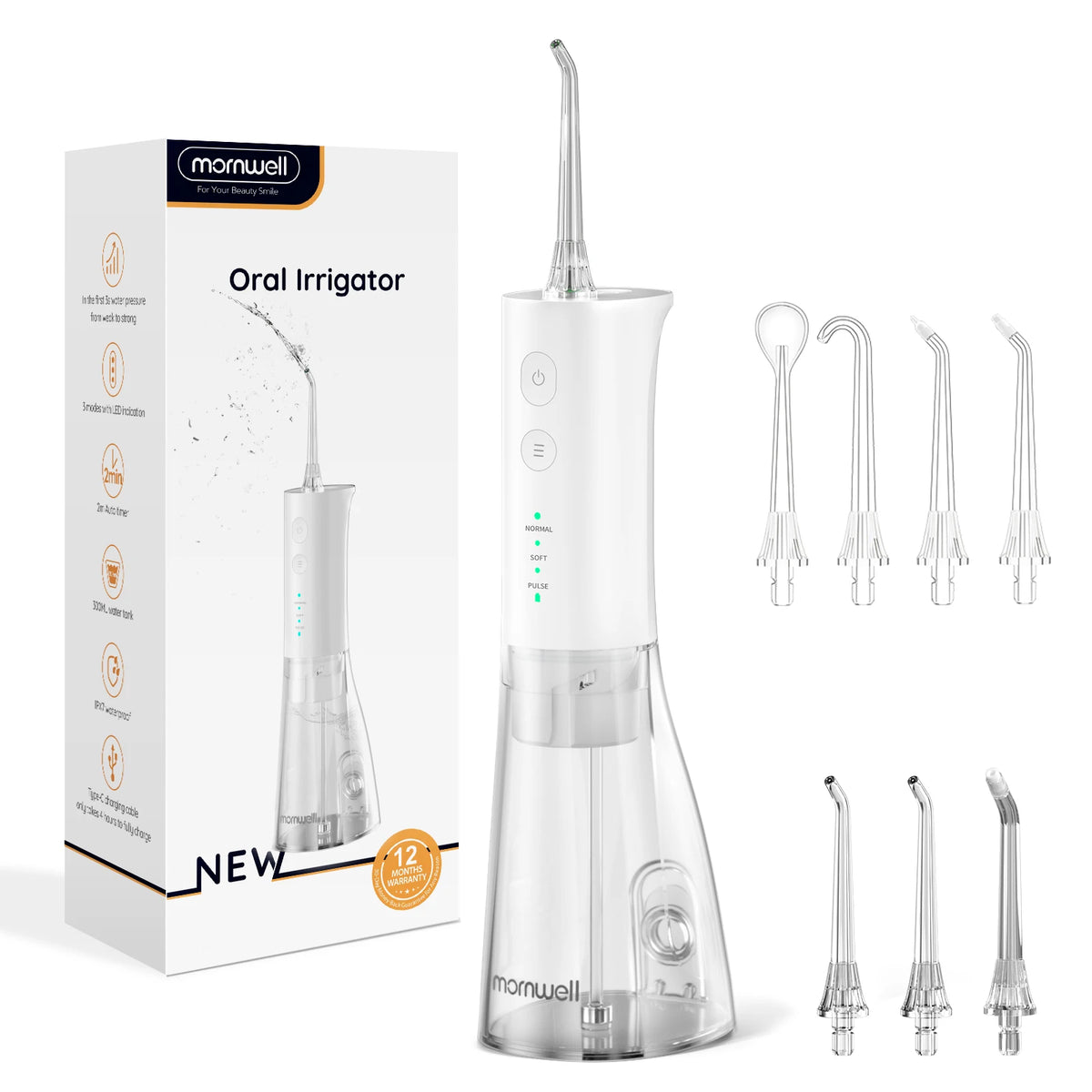 Portable Rechargeable Oral Irrigator Water Flosser with 300ML Tank