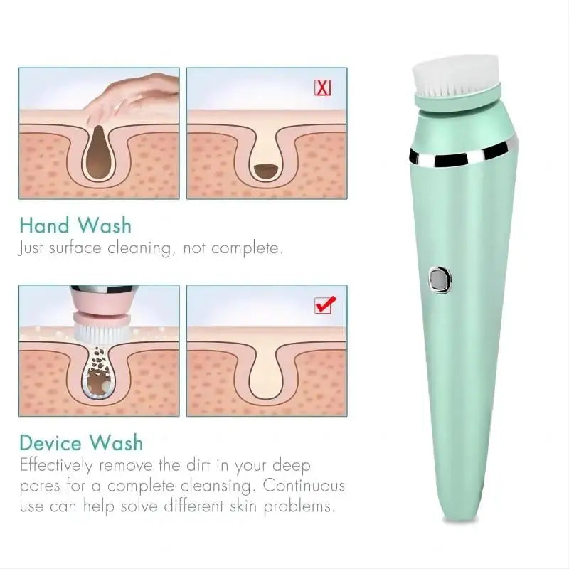 4-in-1 Electric Rotating Facial Cleansing and Massage Brush