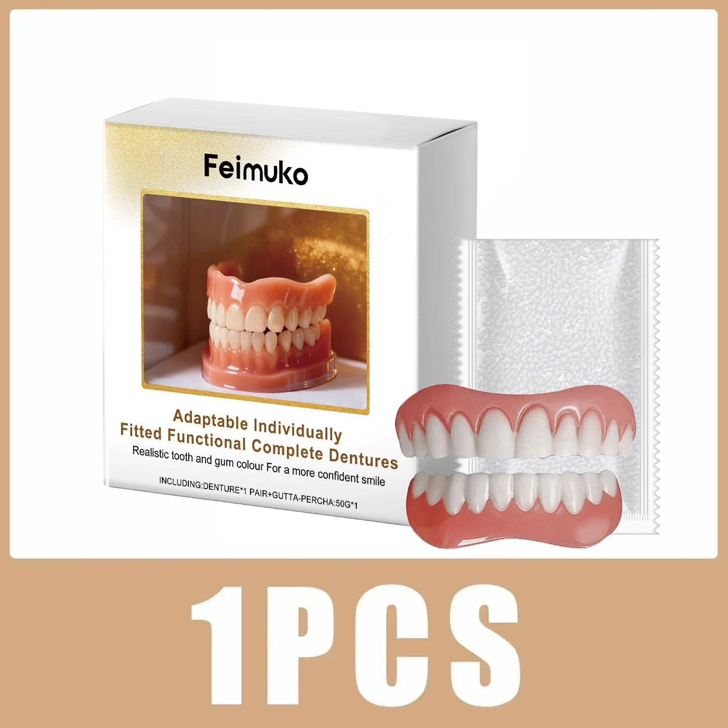 Soft Silicone Denture Adhesive and Comfort Kit for Upper and Lower Teeth - 8