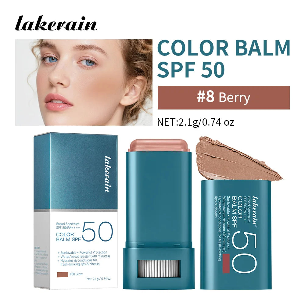 SPF 50 Tinted Sunscreen Blush Stick for Glowing Cheeks